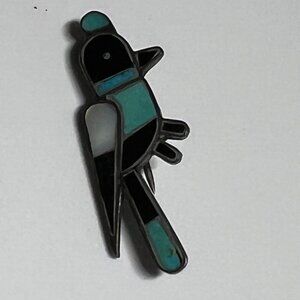 Black and Blue Bird Brooch (1 1/4" X 1/2")